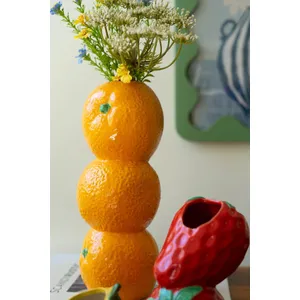 Set of 3 Strawberry, Orange and Lemon Ceramic Bud Vases 4
