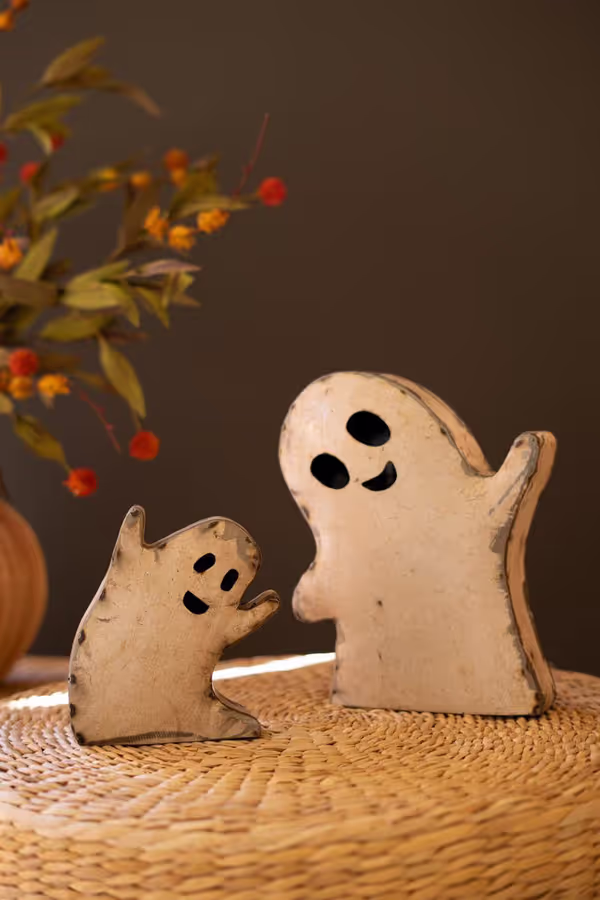 Set of 2 Recycled Iron Halloween Ghosts