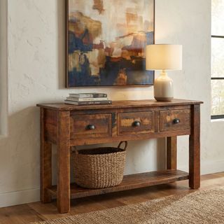 Barnwood Three Drawer Console Table
