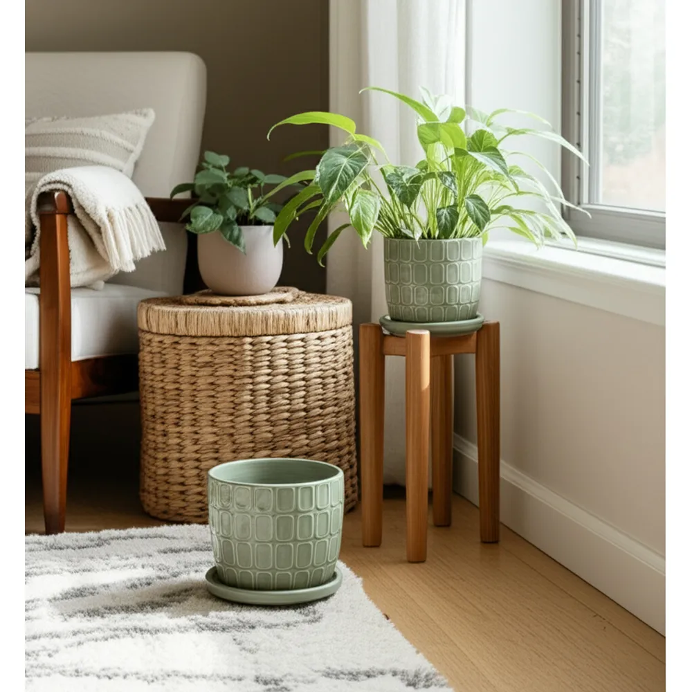 LEONAHAM SET OF 2 GREEN PLANTER 7 (IN)