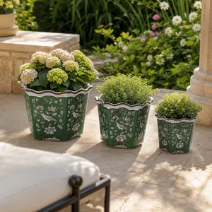 LUTHERSIDE SET OF 3 GREEN PLANTER 9 (IN) 11