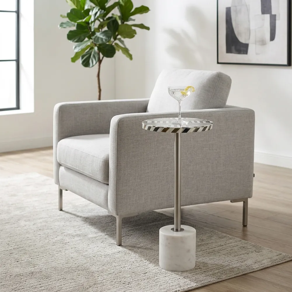HEMMINGWELL WHITE TABLE 25 (IN)