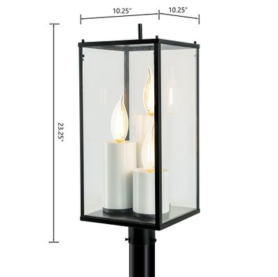 Back Bay 23.25″ High 3-Light Outdoor Post Light - Matte Black