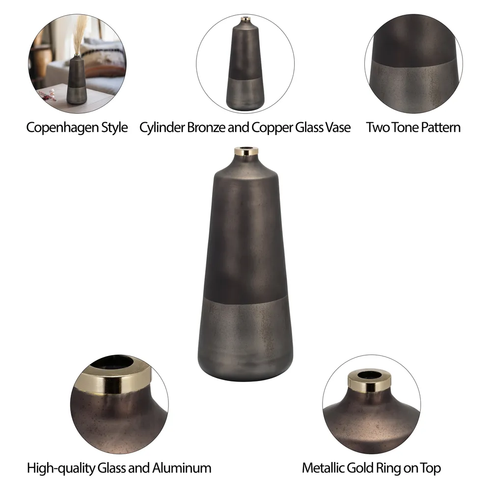 GRISHAMSHAW BRONZE GLASS VASE 21 (IN)