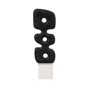 14" ABSTRACT TOTEM SCULPTURE  MARBLE BASE, BLACK/W 1