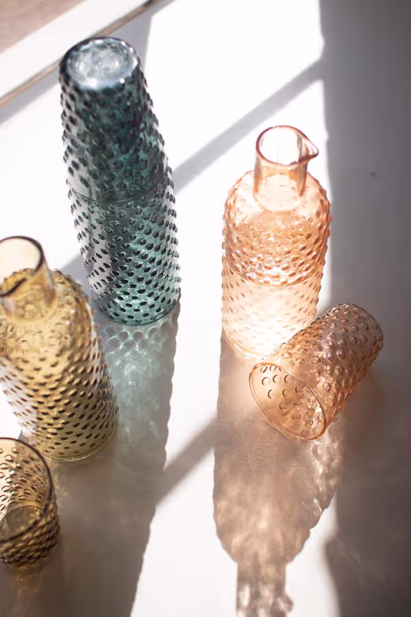 Set of 3 Bubble Glass Carafes with Tumbler