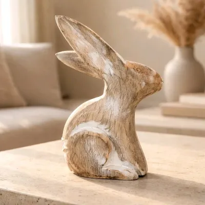 Whitewashed Wooden Chunky Bunny 6X8in