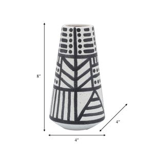 CER, 8" ECLECTIC VASE, BLACK/WHITE 9