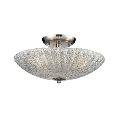 Luminese 16″ Wide 3-Light Semi Flush Mount - Satin Nickel