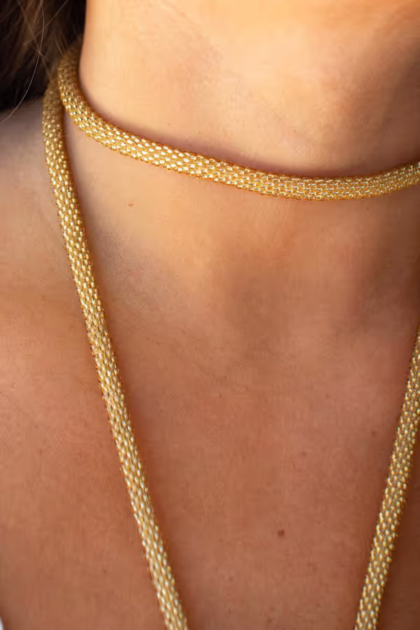 Gold Plain Seed-Beaded Lariat