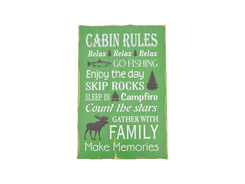 23.5" x 15.5" Cabin Rules Wooden Sign 1