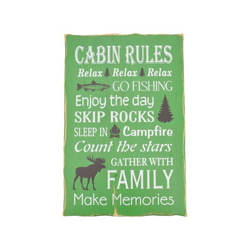 23.5" x 15.5" Cabin Rules Wooden Sign