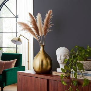 METAL, 7" BULBOUS VASE,GOLD 9
