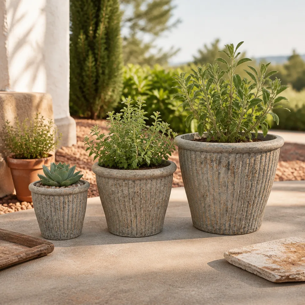 DREW SET OF 3 TAN PLANTER 13 (IN)