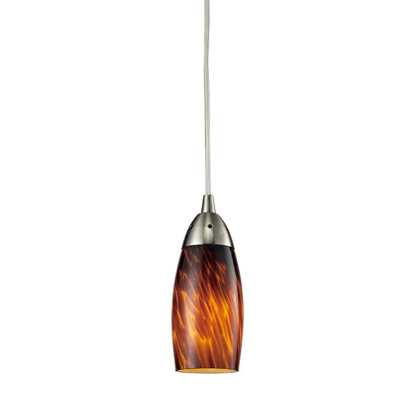 Milan 3'' Wide 1-Light Mini Pendant - Satin Nickel with Espresso Glass