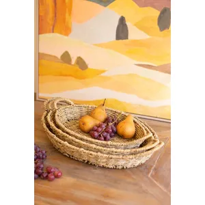 Set of 3 Woven Vine Oval Trays with Handles 4