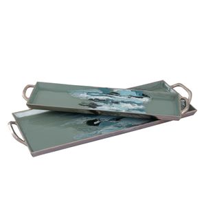 Spindrift Tray - Set of 2 Seafoam Green Enamel 5
