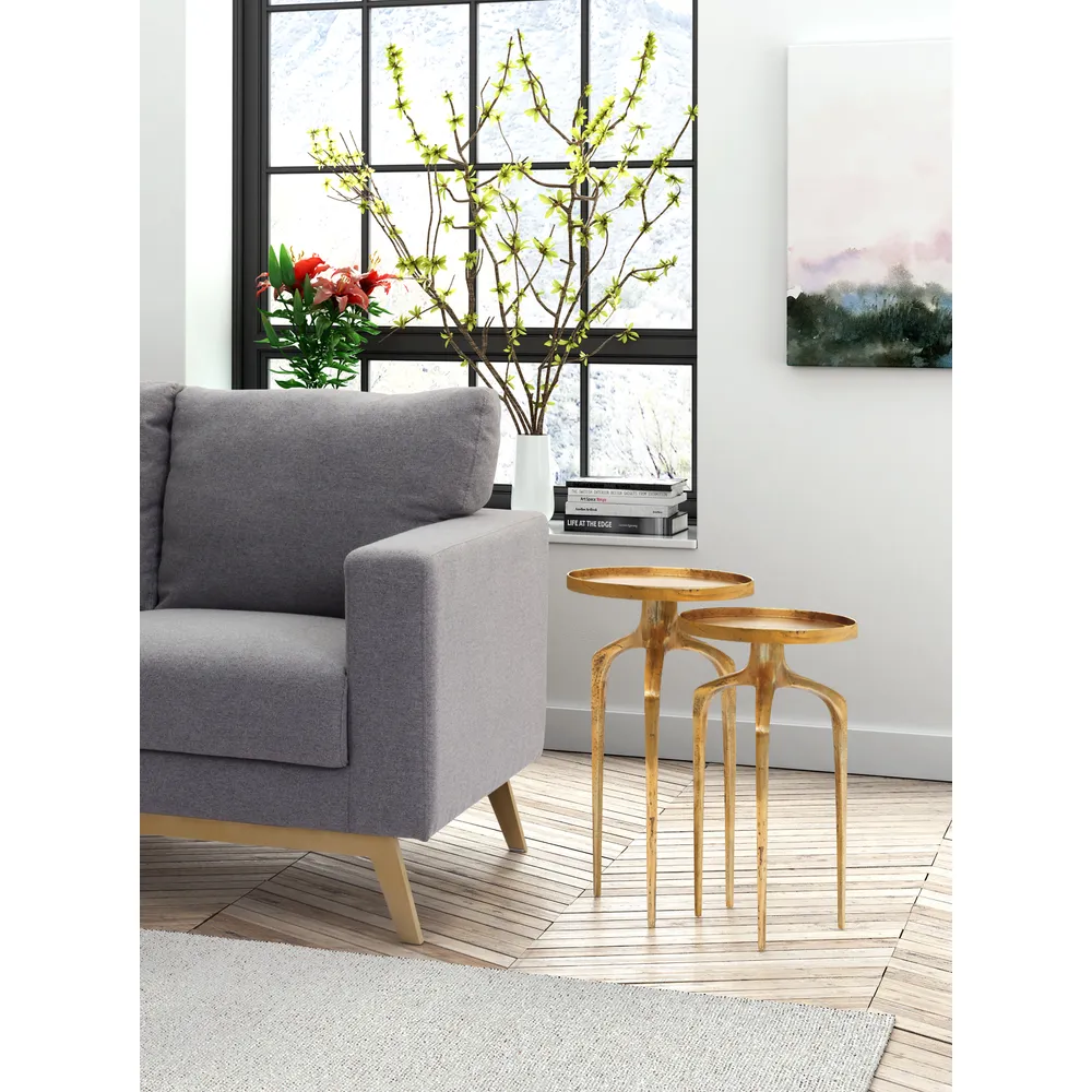Como Accent Table Set Antique Gold
