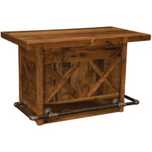 Barnwood 5-foot Bar - Artisan Top - Refrigerator Opening on Right 2