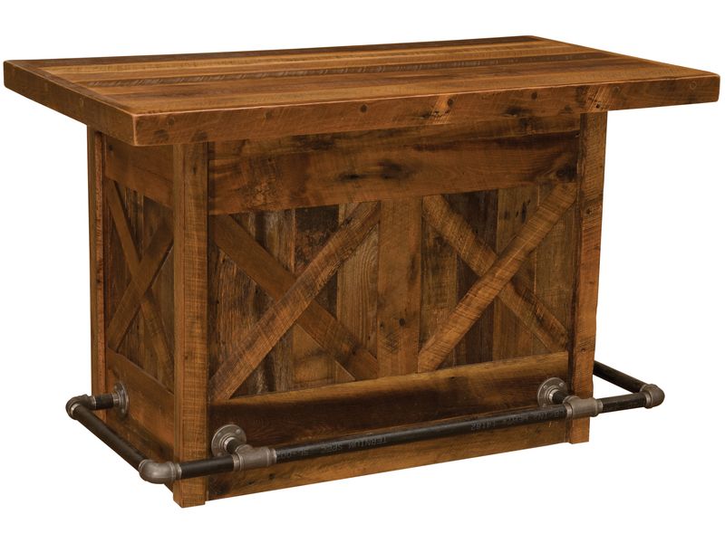 Barnwood 5-foot Bar - Artisan Top - Refrigerator Opening on Right 2