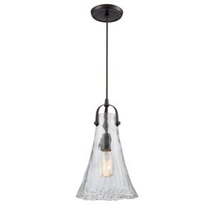 Hand Formed Glass 8'' Wide 1-Light Mini Pendant - Oil Rubbed Bronze 1