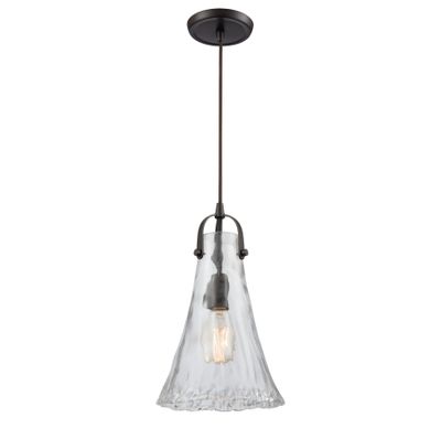 Hand Formed Glass 8″ Wide 1-Light Mini Pendant - Oil Rubbed Bronze