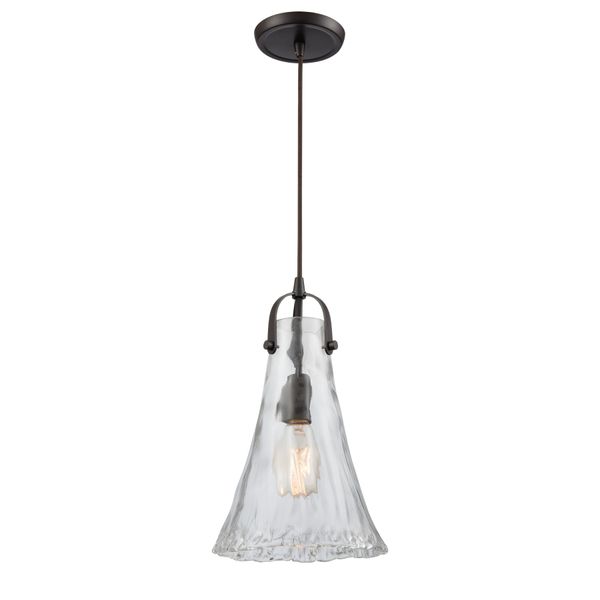 Hand Formed Glass 8'' Wide 1-Light Mini Pendant - Oil Rubbed Bronze