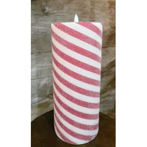 Frosted Candy Cane  Moving Flame LED Candle 5x11.5in 2