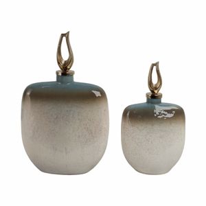 DAVINFORD SET OF 2 BLUE GLASS VASES 18 (IN) 1