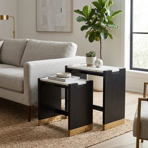 KELSEYWAY SET OF 2 BLACK TABLE 24 (IN) 2