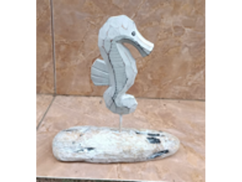 3" x 7" Seahorse Sculpture on Driftwood Stand 1