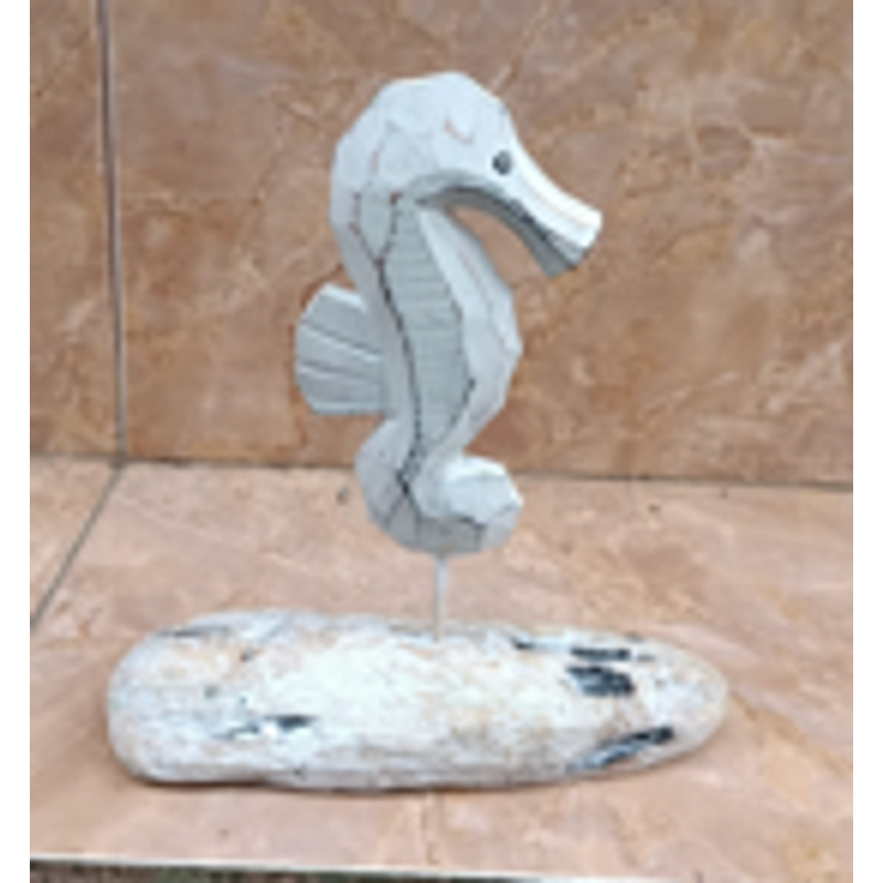 3" x 7" Seahorse Sculpture on Driftwood Stand