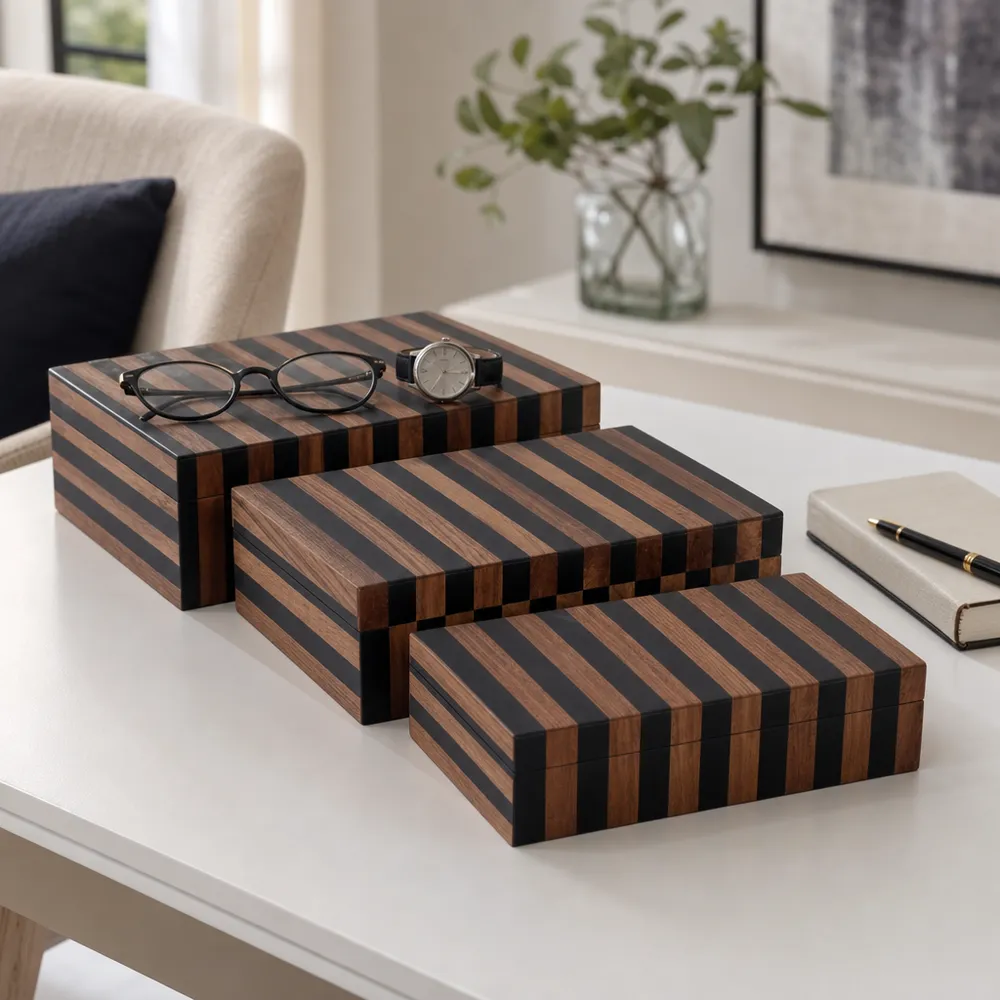 DEMPSEYBURN SET OF 3 BROWN BOXES 4 (IN)