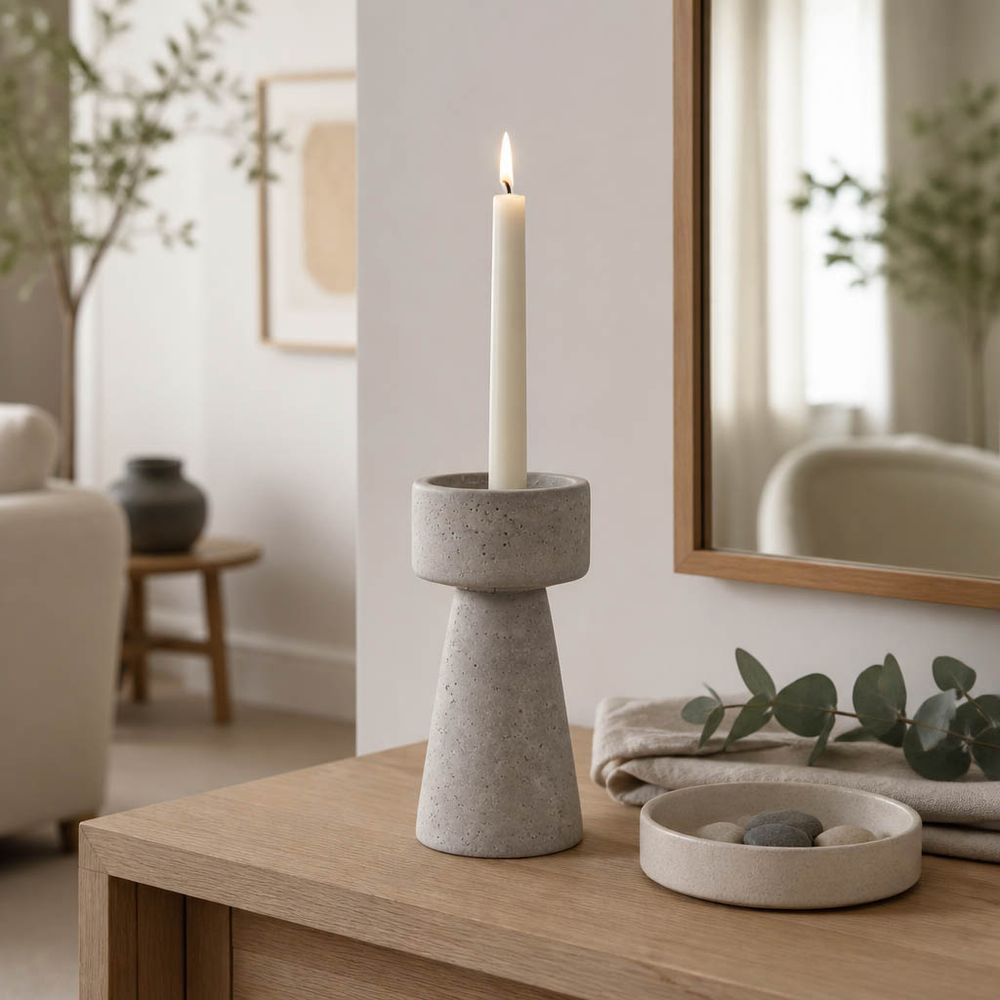 CARLIN GRAY CANDLE HOLDER 8 (IN)