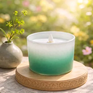 Green Faded Paint Glass Wax Candle 4.4x3.2in 1