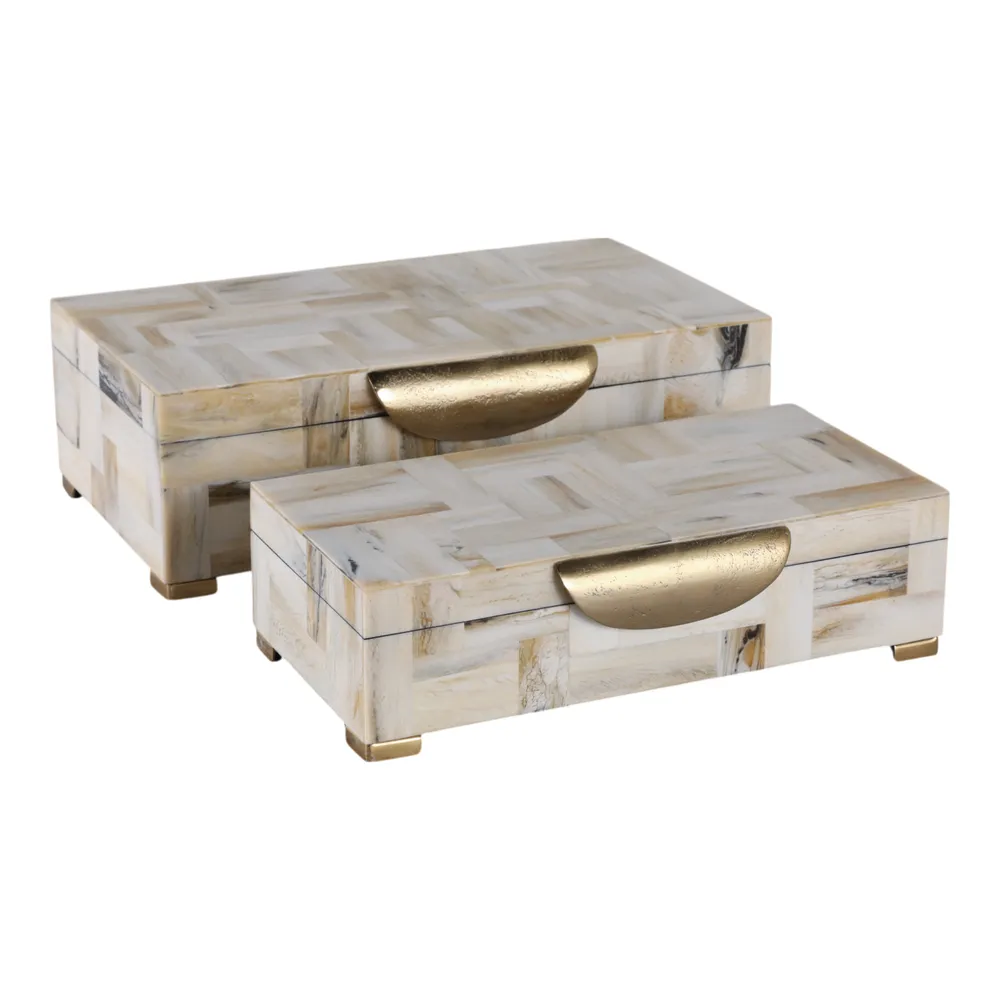 CLAXTONWORTH SET OF 2 TAN BOXES 5 (IN)