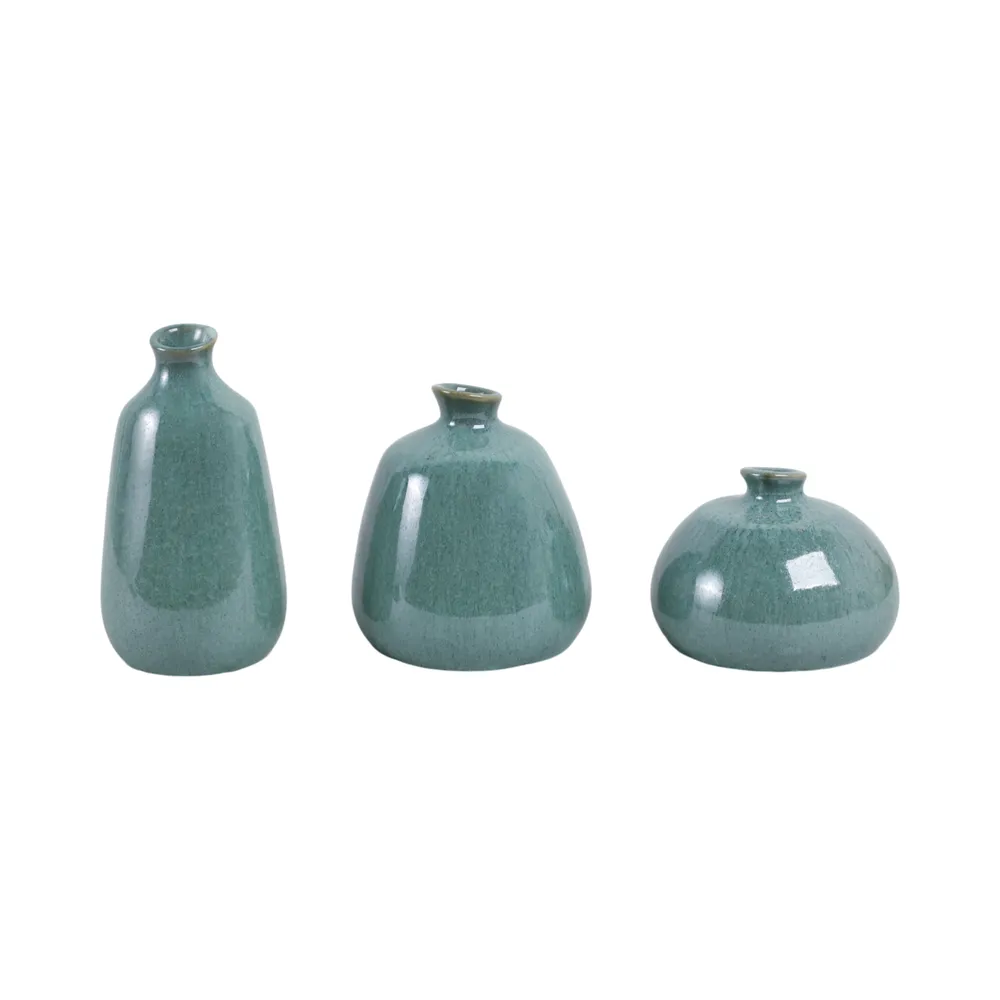 FARGOSIDE SET OF 3 GREEN VASES 9 (IN)