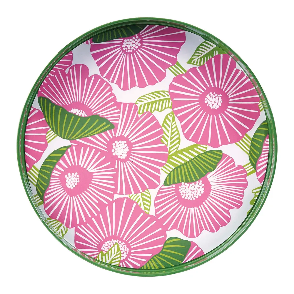 Poppy Papaver Round Lacquer Serving Tray