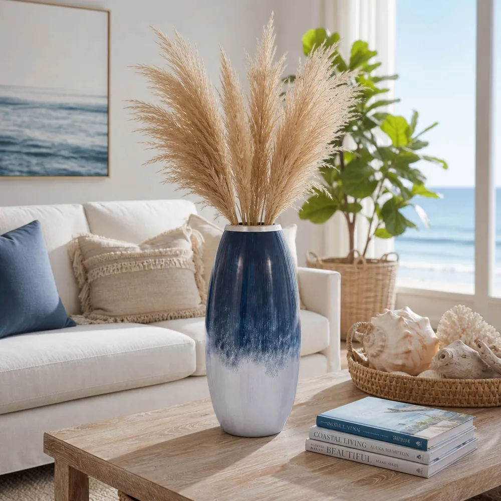 ALMARUN BLUE GLASS VASE 18 (IN)