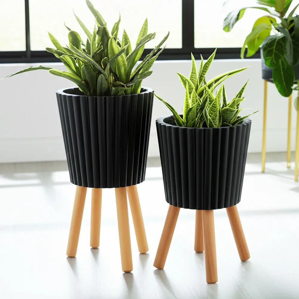 GLASTONCREST SET OF 2 BLACK PLANTER 21 (IN)
