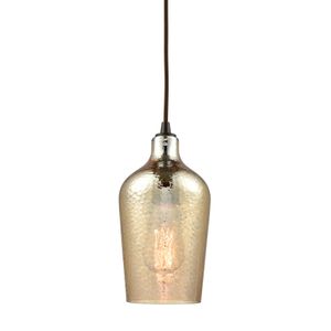 Hammered Glass 5'' Wide 1-Light Mini Pendant - Oil Rubbed Bronze with Amber 1