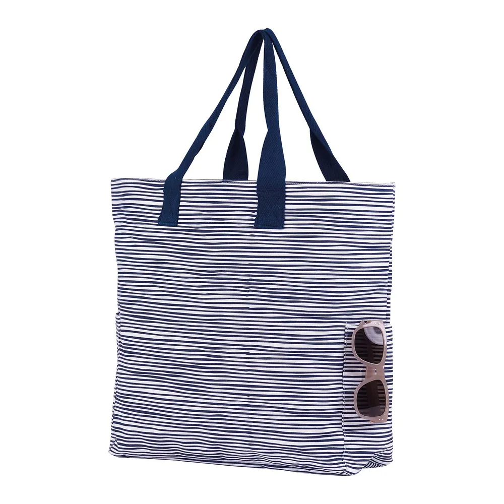 Suri Navy Canvas Carryall Tote Bag
