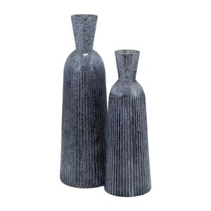 16", GROOVED GLASS VASE, BLUE 8
