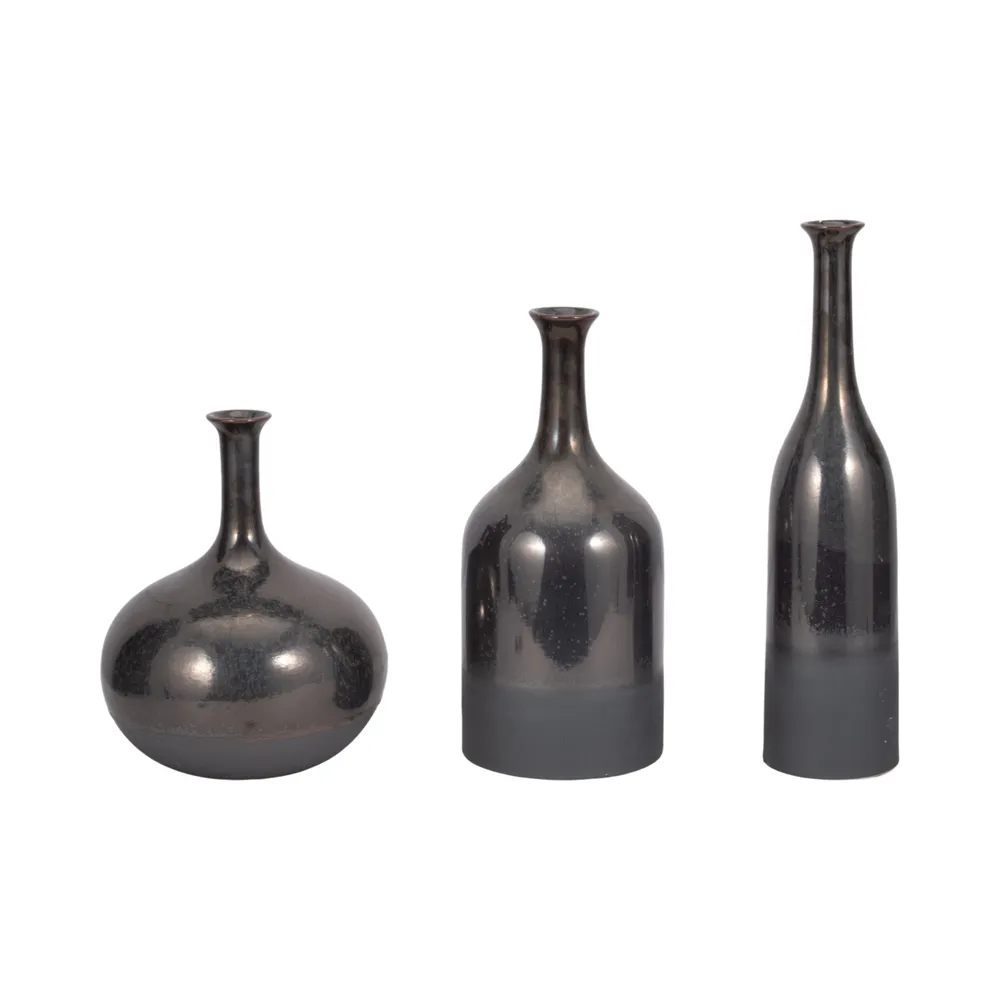 MAXLAKE SET OF 3 BRONZE VASES 18 (IN)