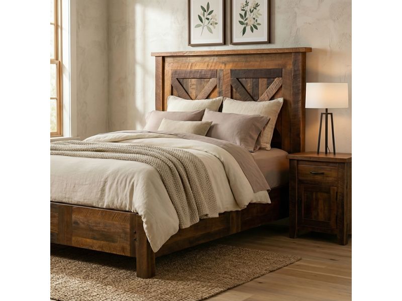 Barnwood Barndoor Bed with Rail System - Cal King 1