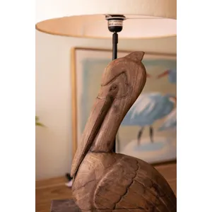 Carved Mango Wood Pelican Table Lamp Base with Fabric Shade 2