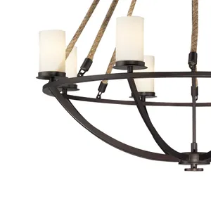Natural Rope 41'' Wide 8-Light Chandelier - Aged Bronze 4