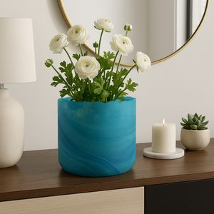 PARKERGROVE TURQUOISE GLASS VASE 11 (IN) 12
