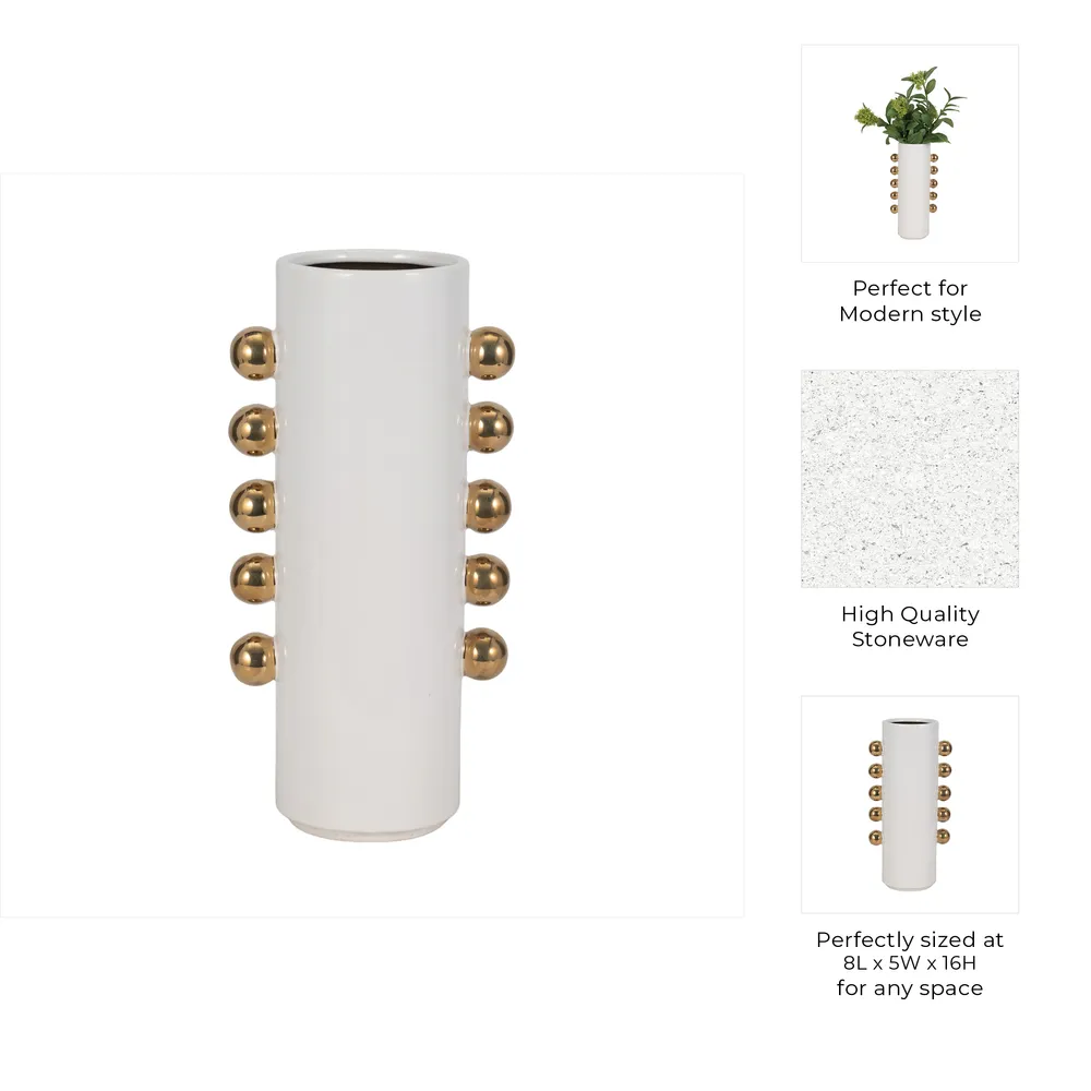 GARSONHAM WHITE VASE 16 (IN)