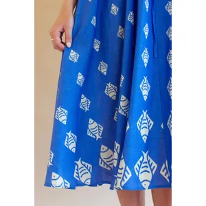 Fish Print Dress with Tie in Front 3